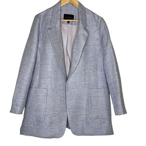 Banana Republic Blazer Linen Blend Jacket Open Front Light Blue Women’s Size 14